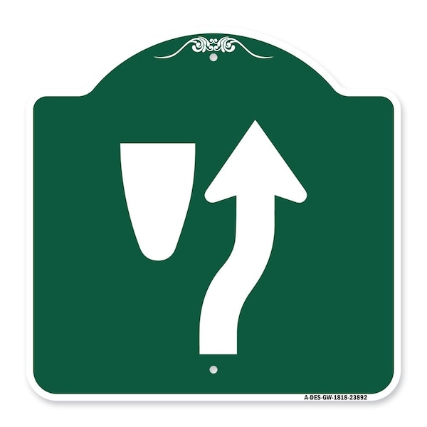 Designer Series Keep Right Graphic Only, Green & White Aluminum Sign, 18" x 18", GW-1818-23892